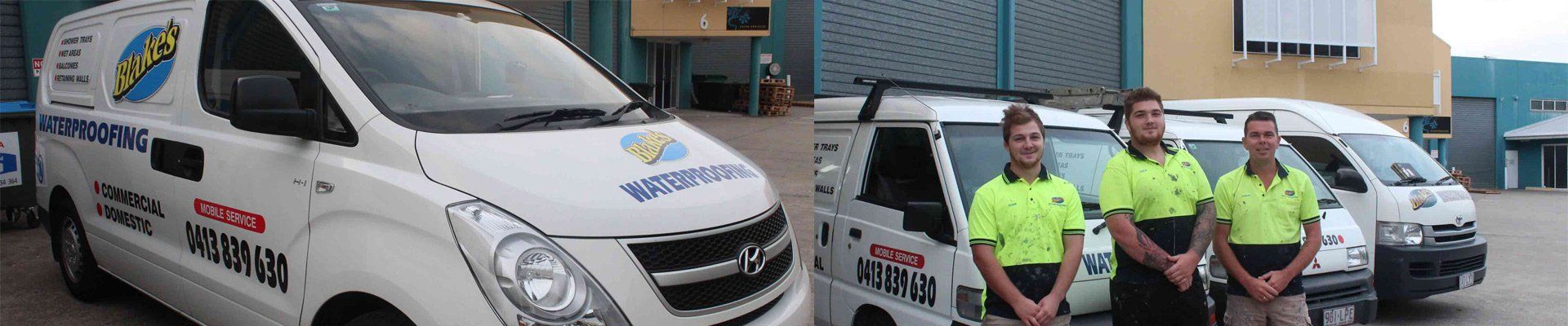 blakes waterproofing company van and workers