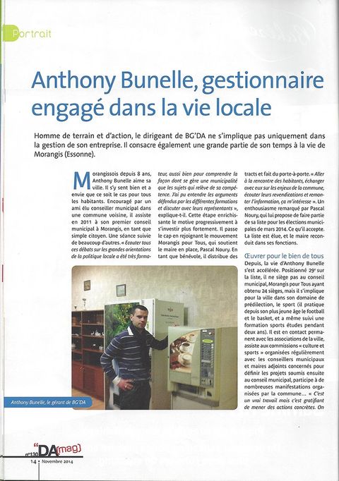 Extrait d'article de journal sur BG'DA - page 1
