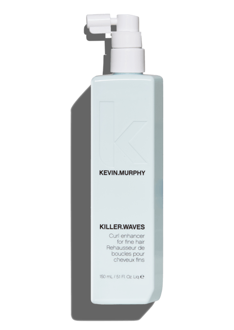 Light blue Kevin Murphy hair product bottle with pump, titled 