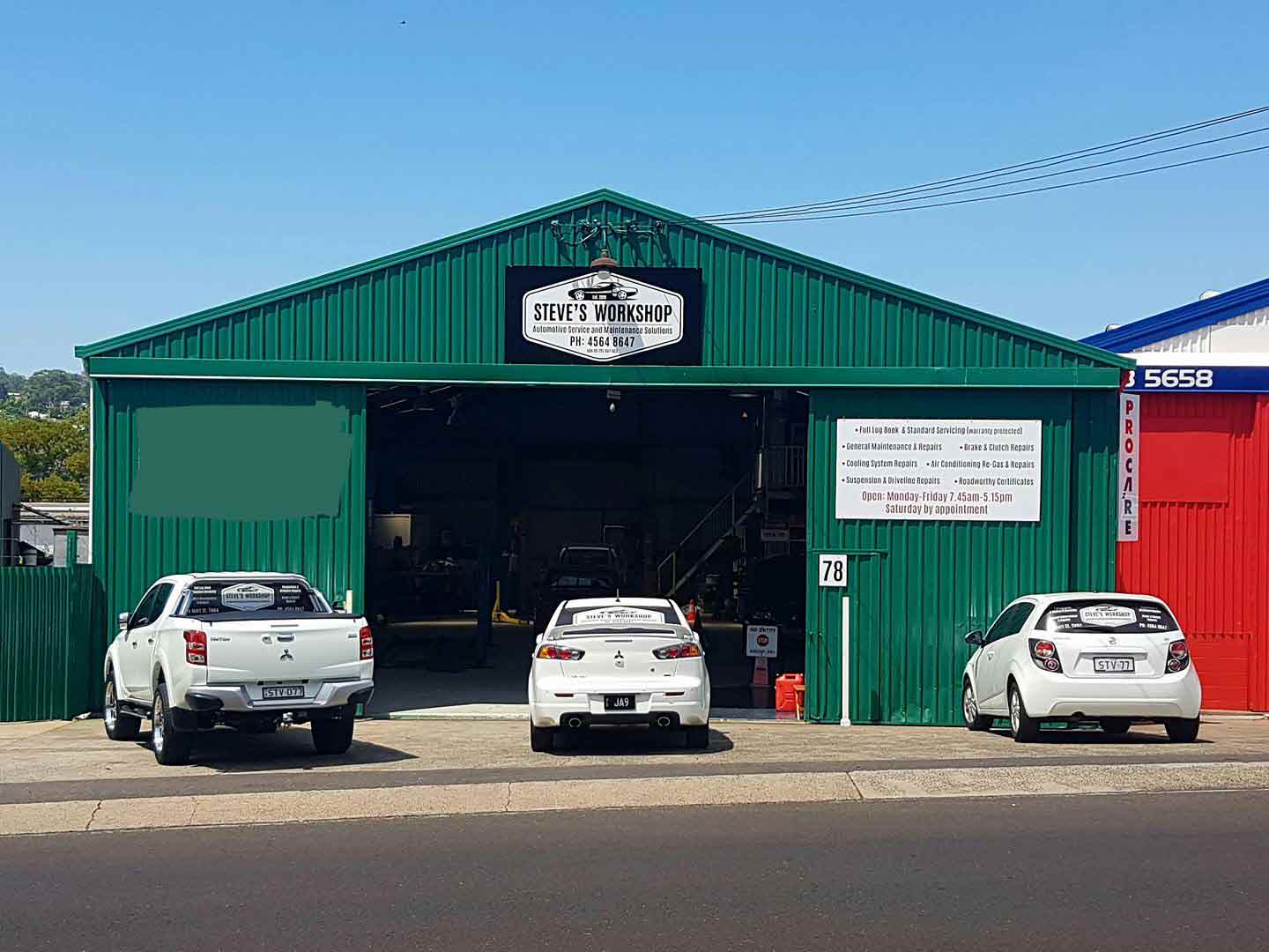 green garage store front