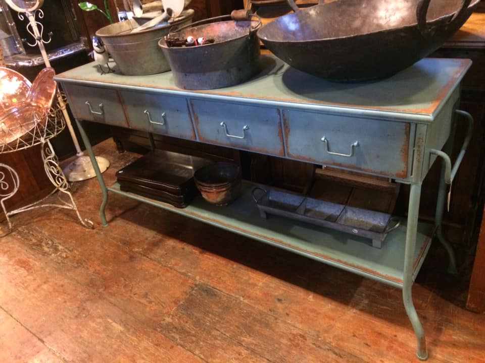 Blue steel table — Idaho Falls, ID — The Country Store Boutique