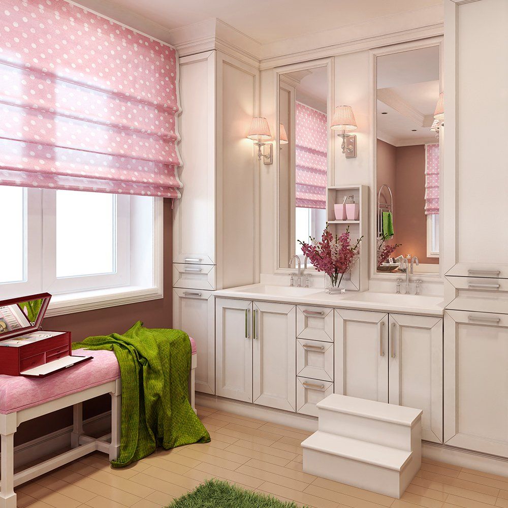 Roman Shade in Childs Bathroom — Lewisville, TX — Installation-Nation