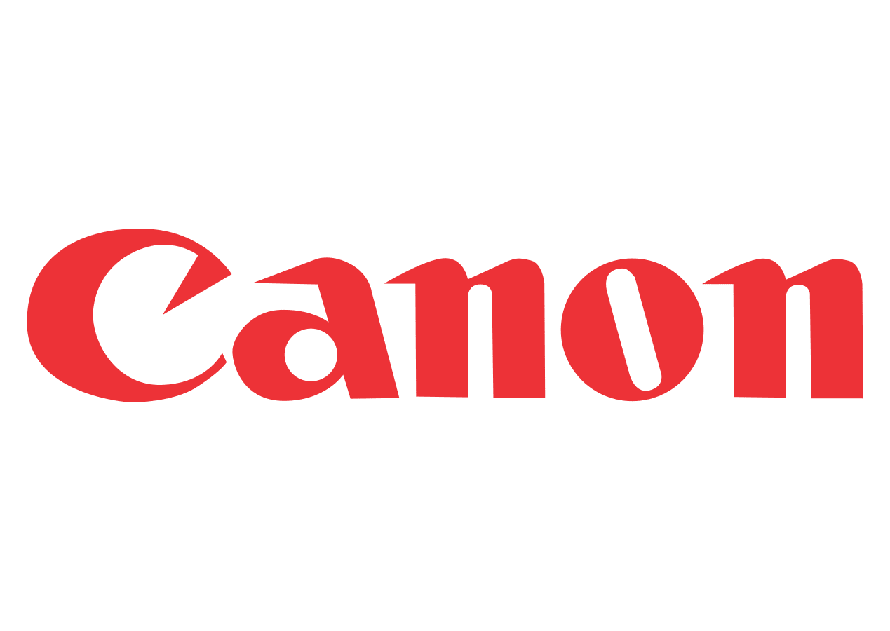 Canon logo in red on white background.