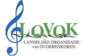 Logo for LOVOK, a Dutch organization for senior choirs. Features a blue treble clef, green text