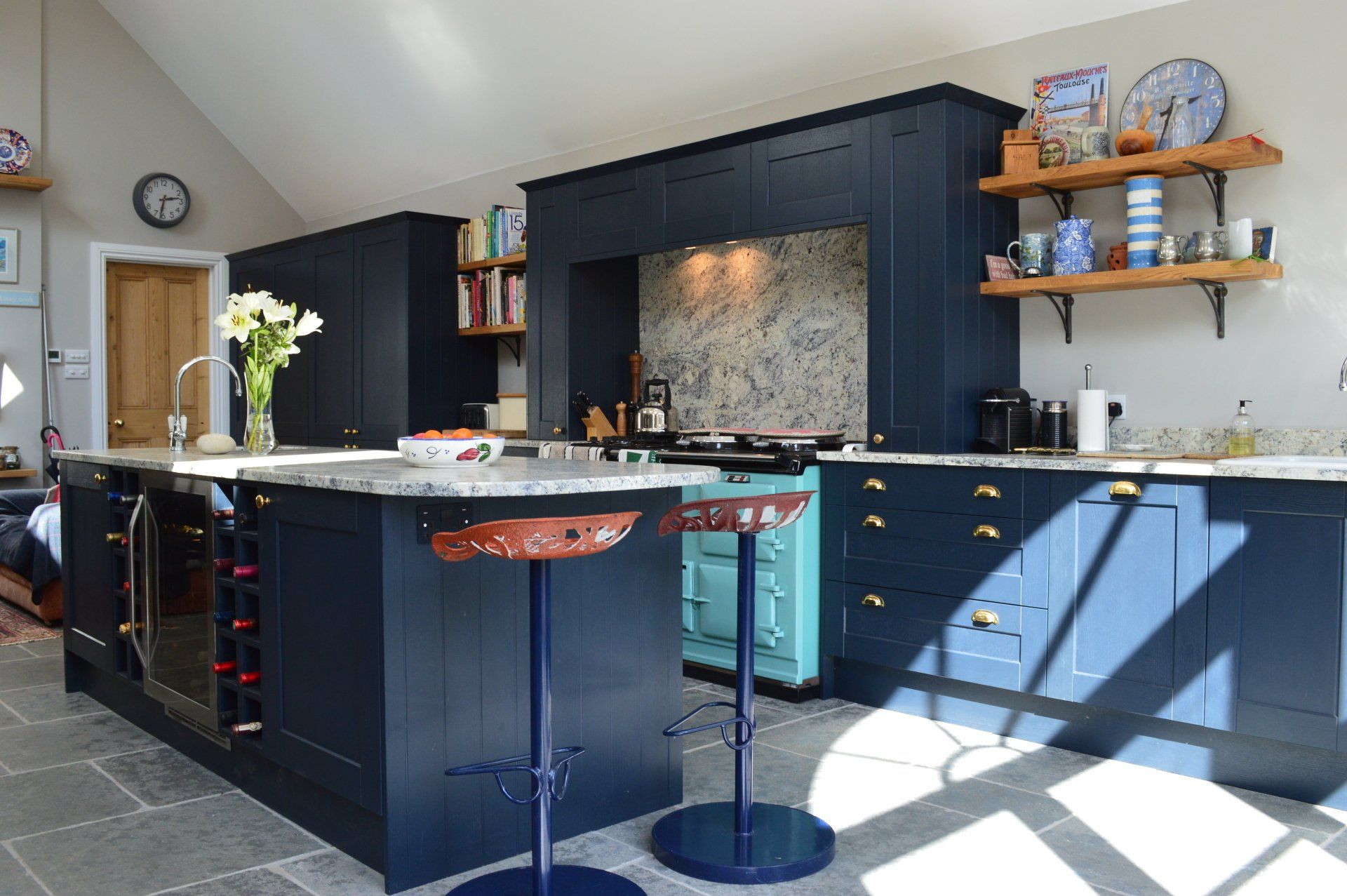 Timeless, classic navy kitchen for the Shakespeare family, completed 2019