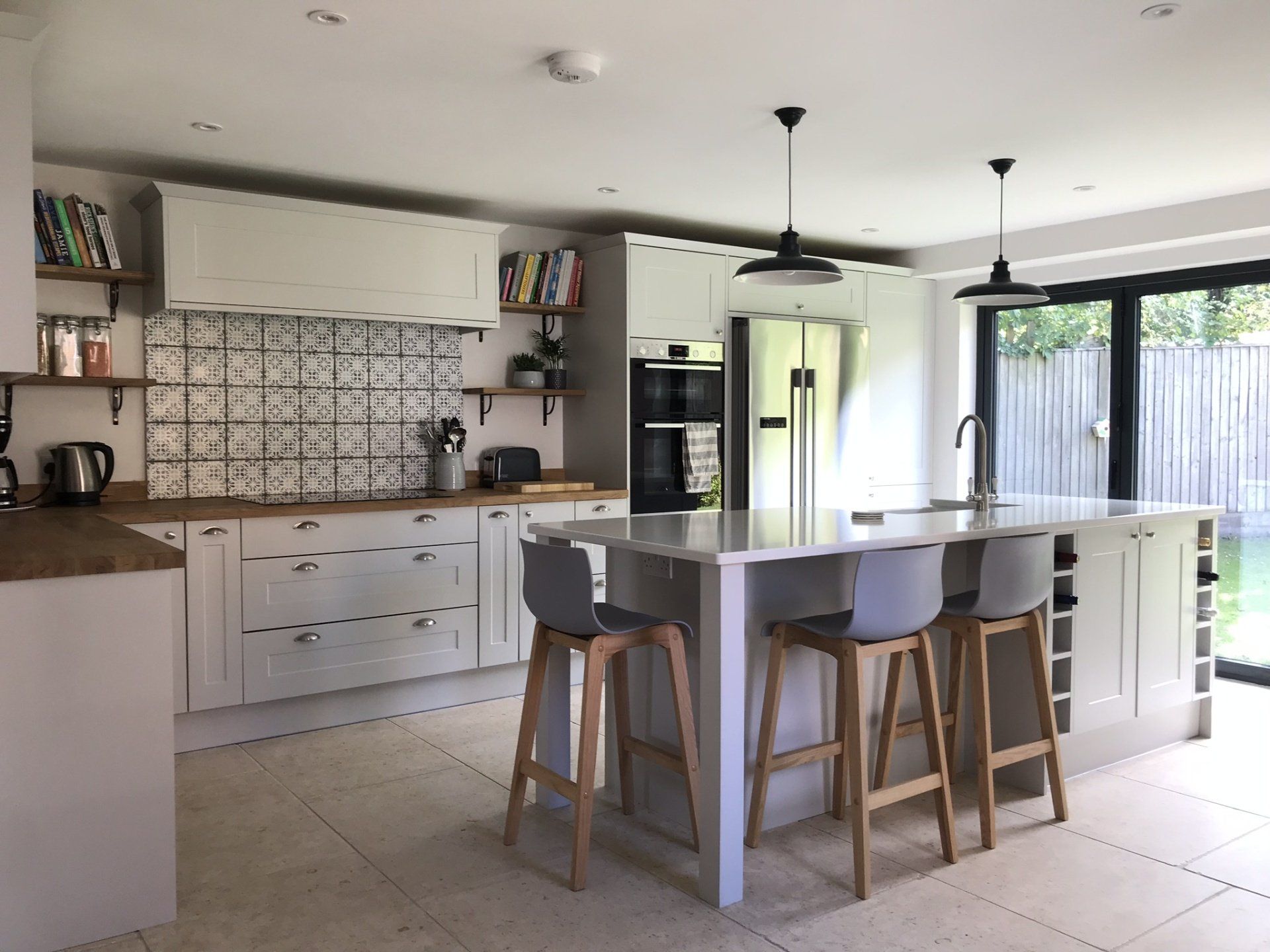 Contemporary, light grey shaker kitchen for the Wilson family,Hamstead Norreys in 2019