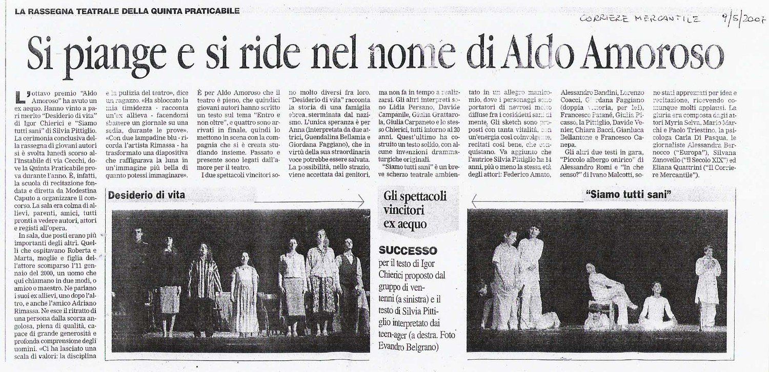 Articolo 'Si piange e si ride nel nome di Aldo Amoroso'