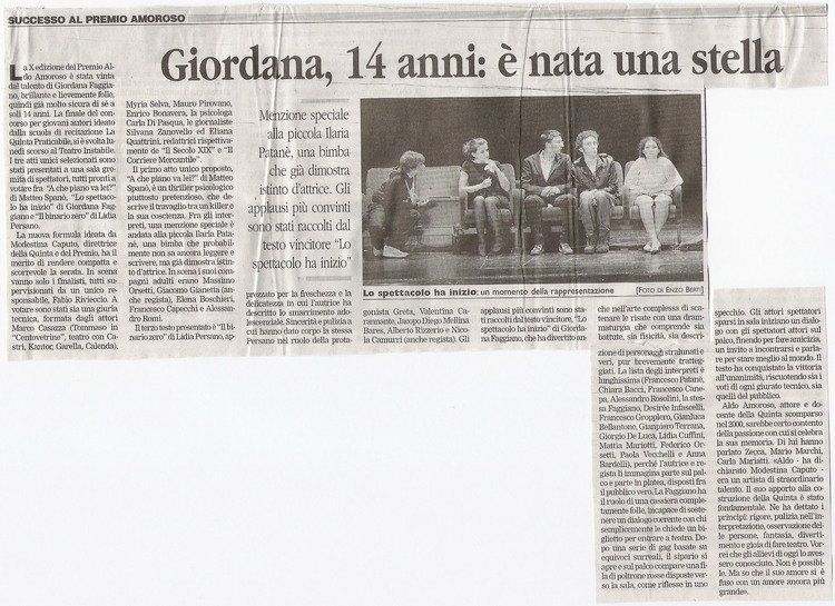Articolo 'Giordana, 14 anni: è nata una stella'