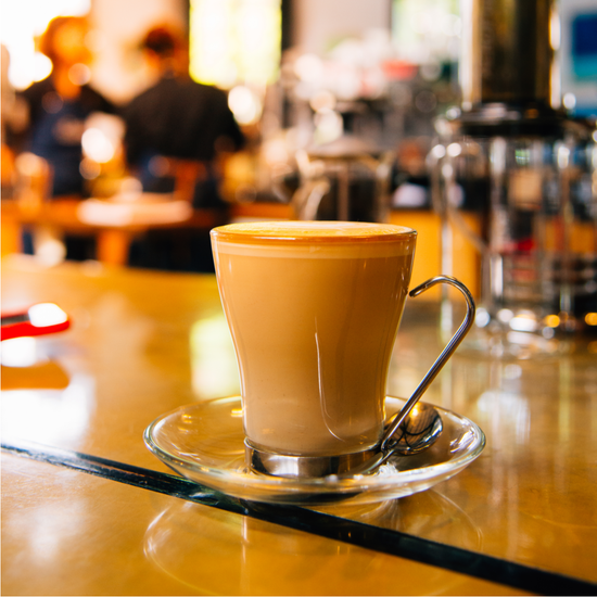 cup of coffee in cafe interior