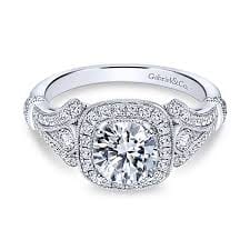 Antique Style Square Diamond Engagement Ring