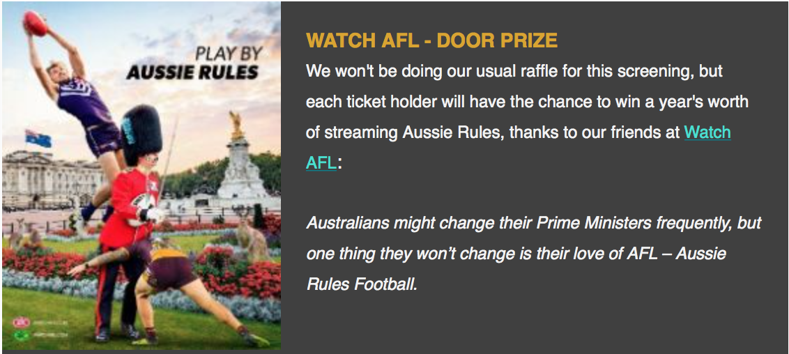 Watch AFL door prize Watch AFL door prize
