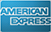 American Express logo in white text on a blue background.