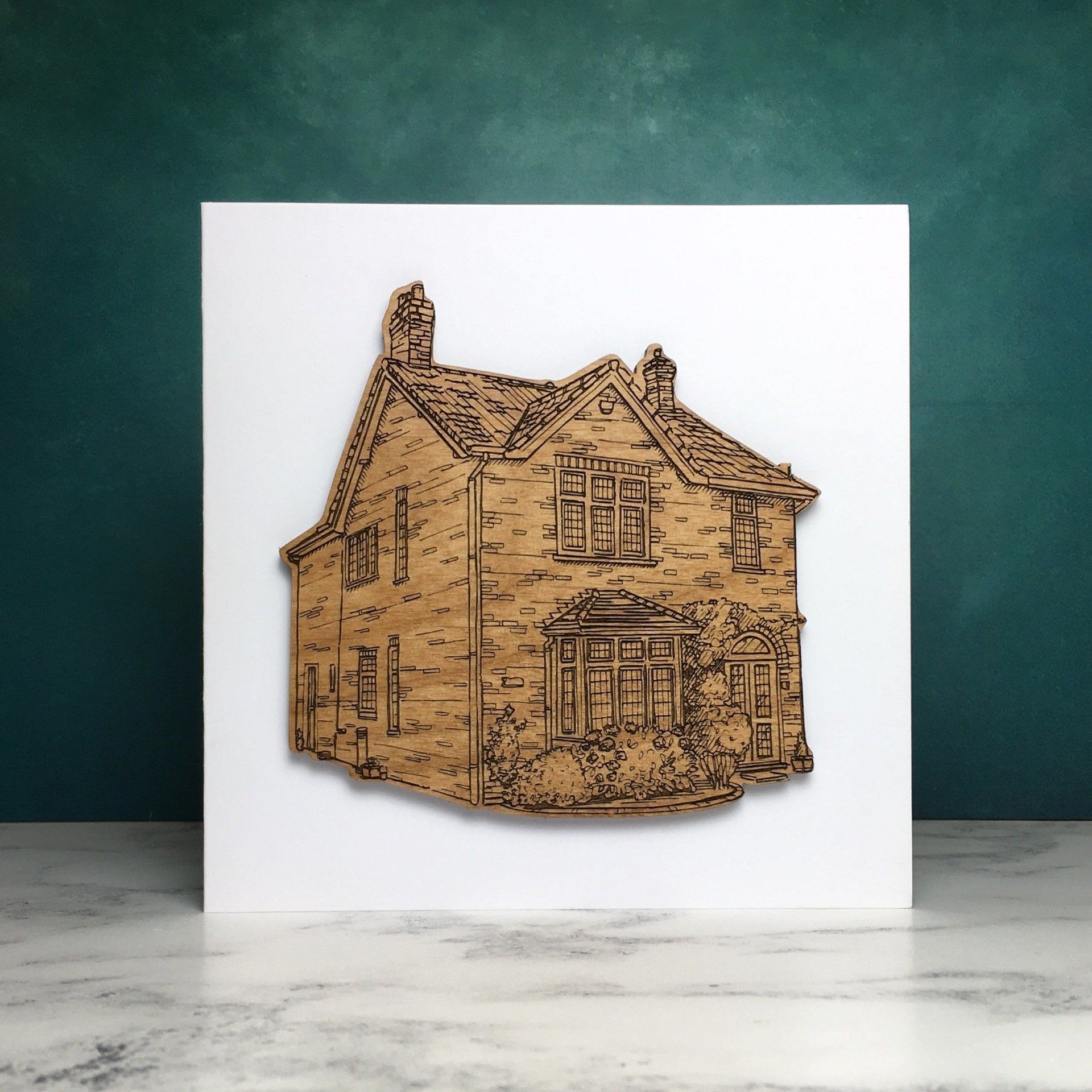 Laser Engraved House Portrait