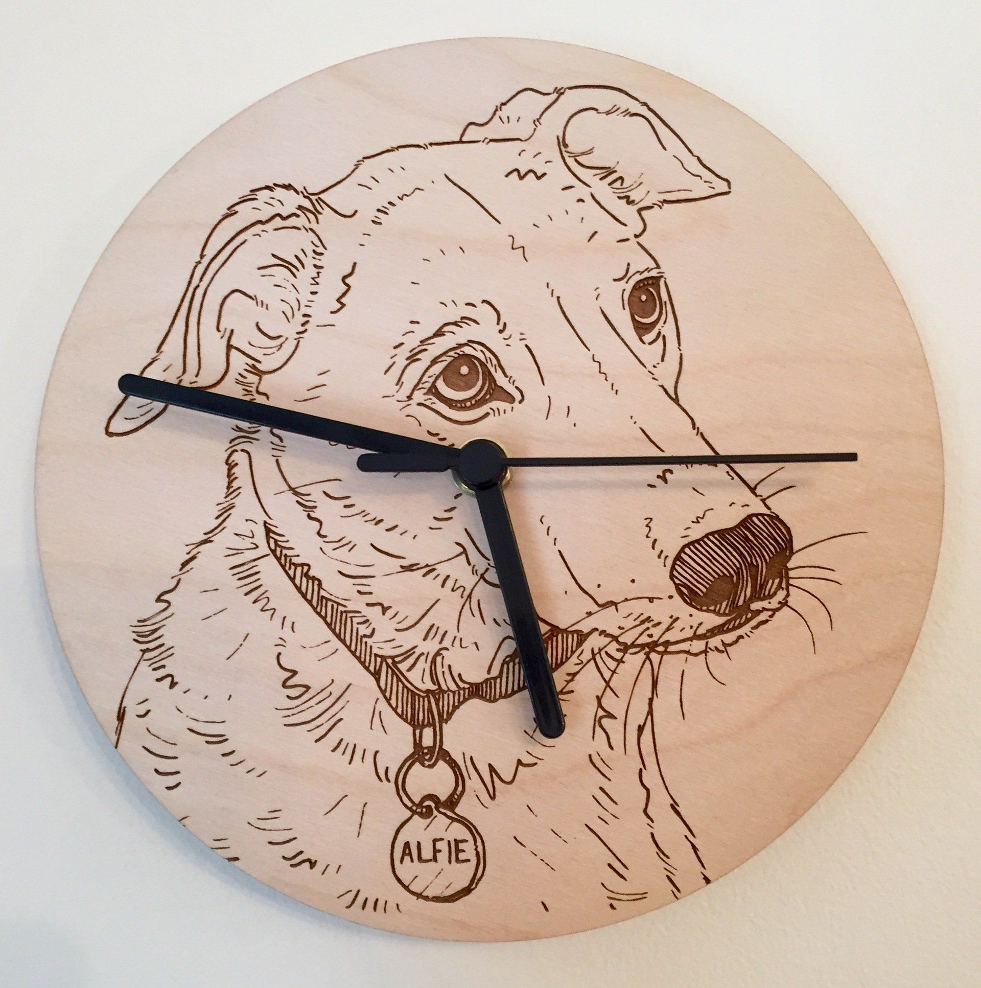 Laser Engraved Dog Portrait Clock
