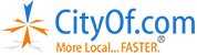 CityOf.com logo with a compass-like graphic and the tagline