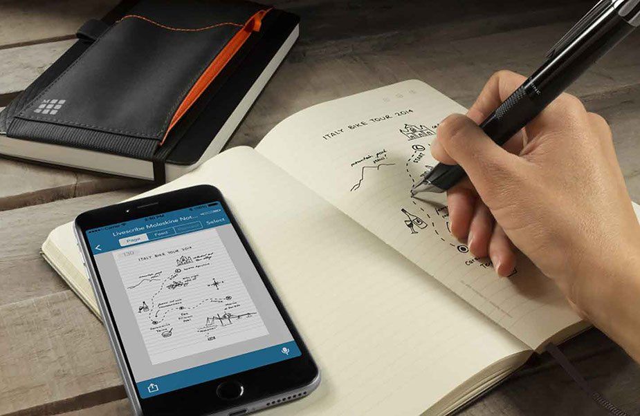 a picture of someone drawing in their Moleskin notebook