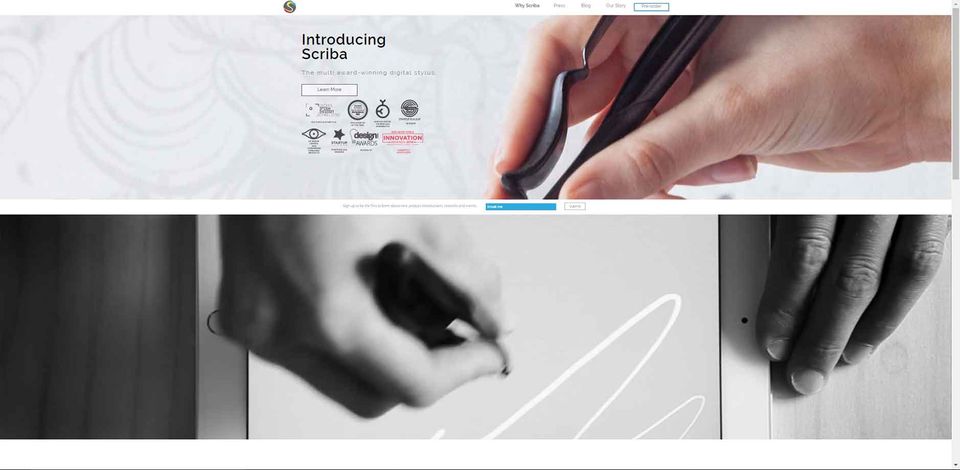 Scriba Website homepage