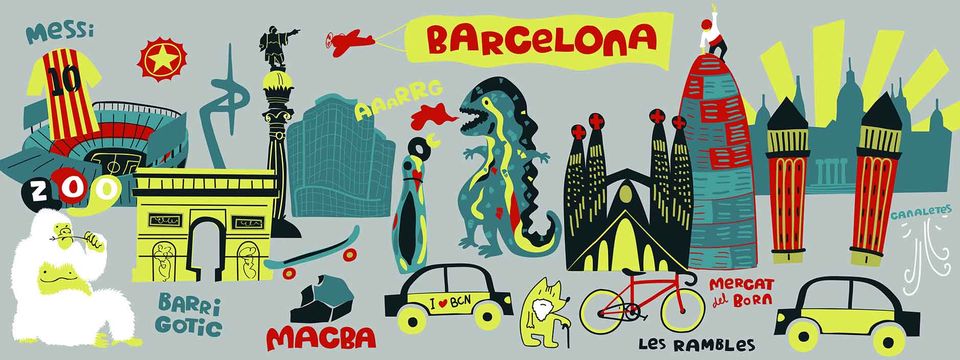 Cartoon map of Barcelona made by the group