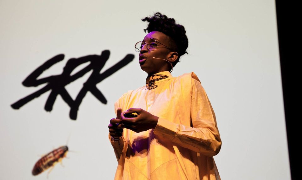 A picture of a speaker at the conference Design Indaba