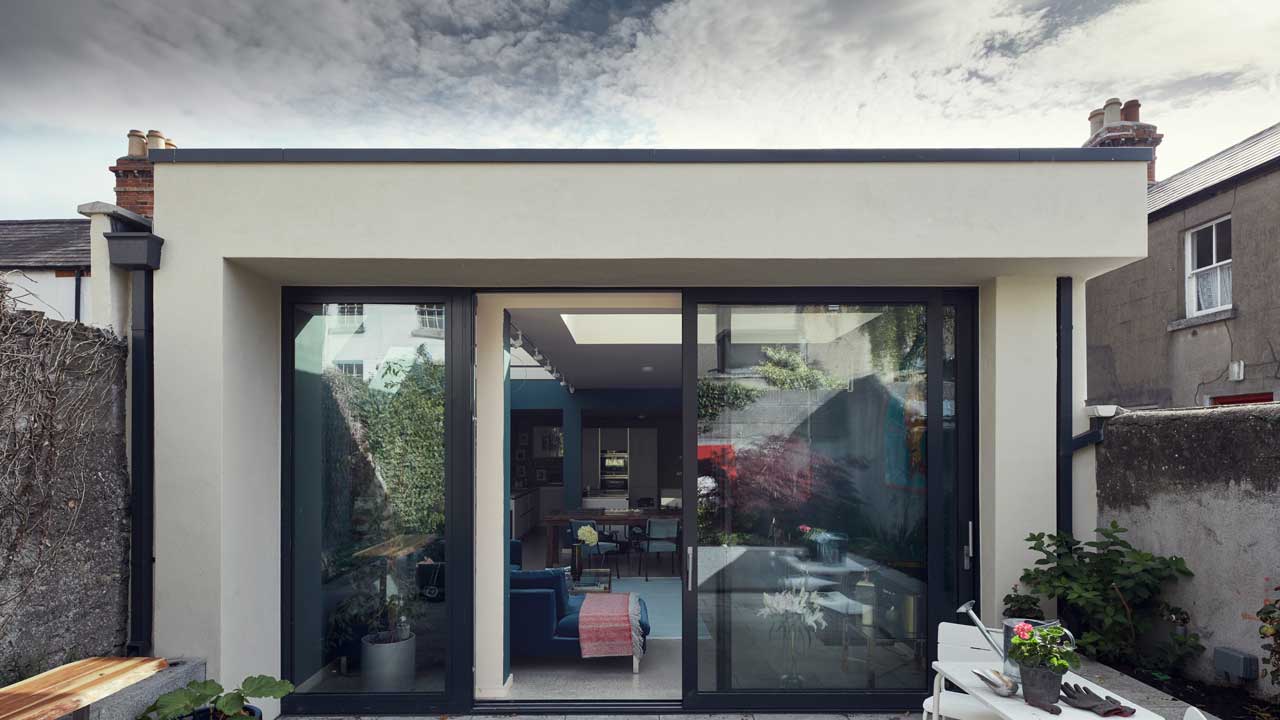 Outside view from the backyard of the Portobello project by Dublin Design Studio