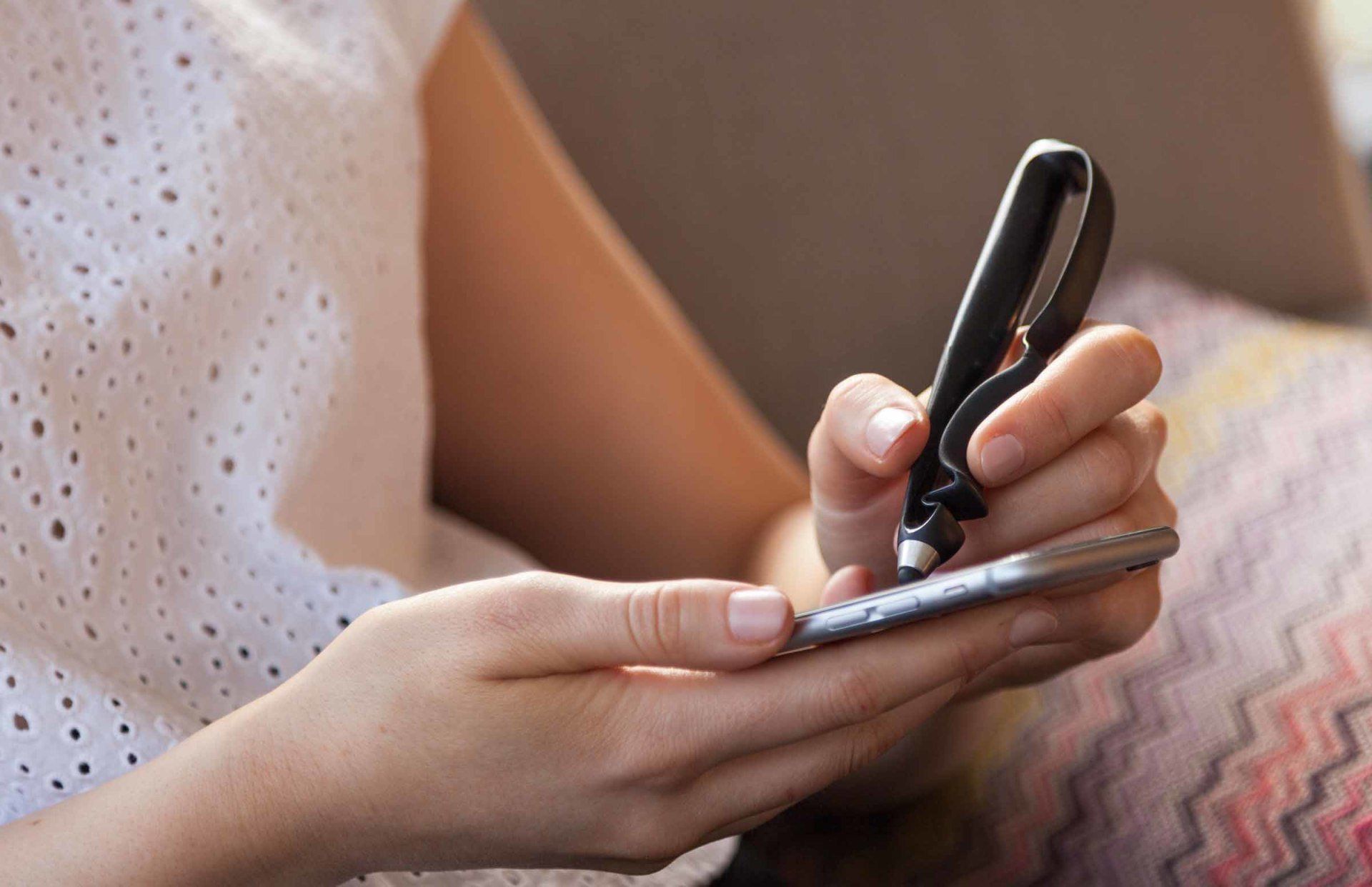An artist using Scriba stylus in a modern setting