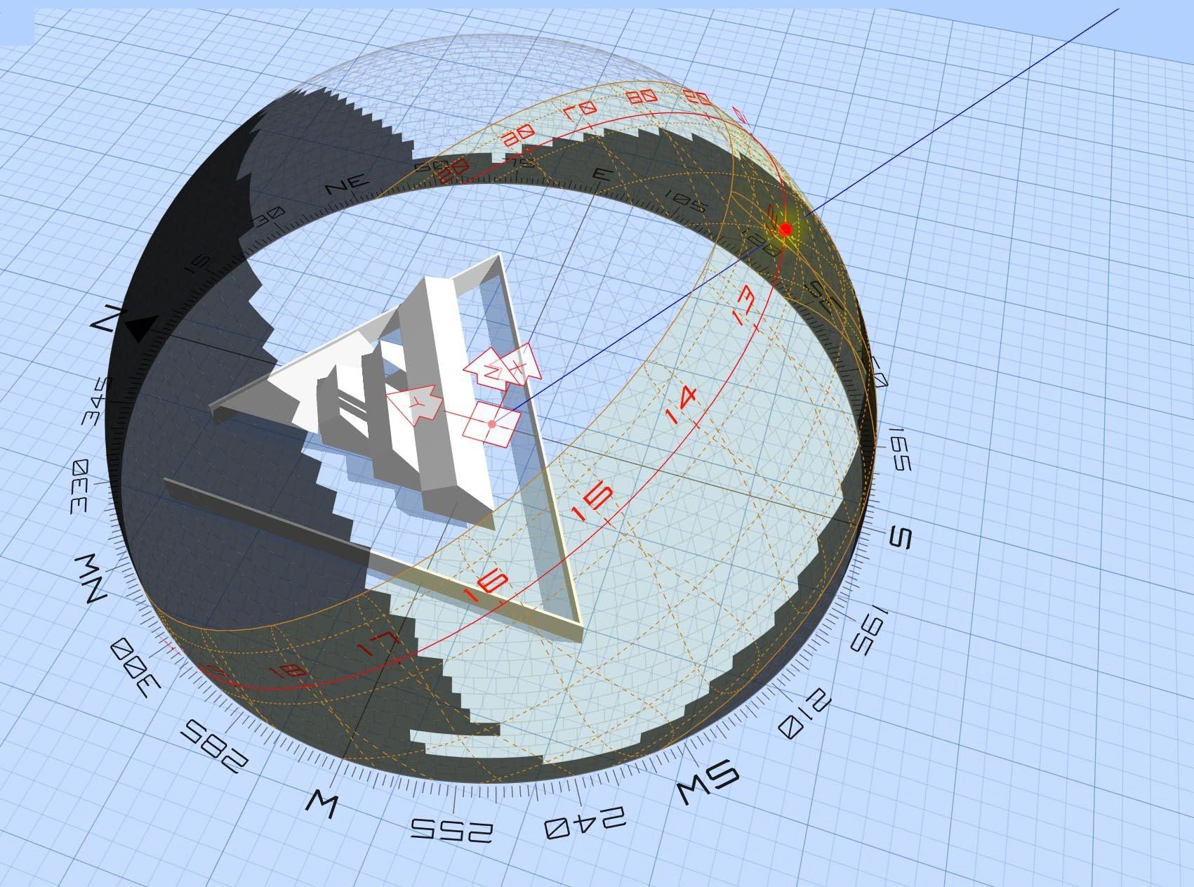 Solar Dome image showing the world map on a compass