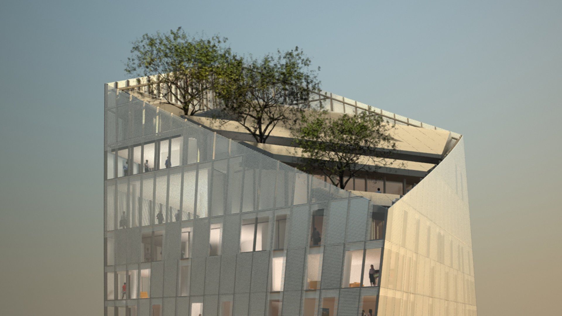 U2 Tower's roof with trees on it designed by Dublin Design Studio