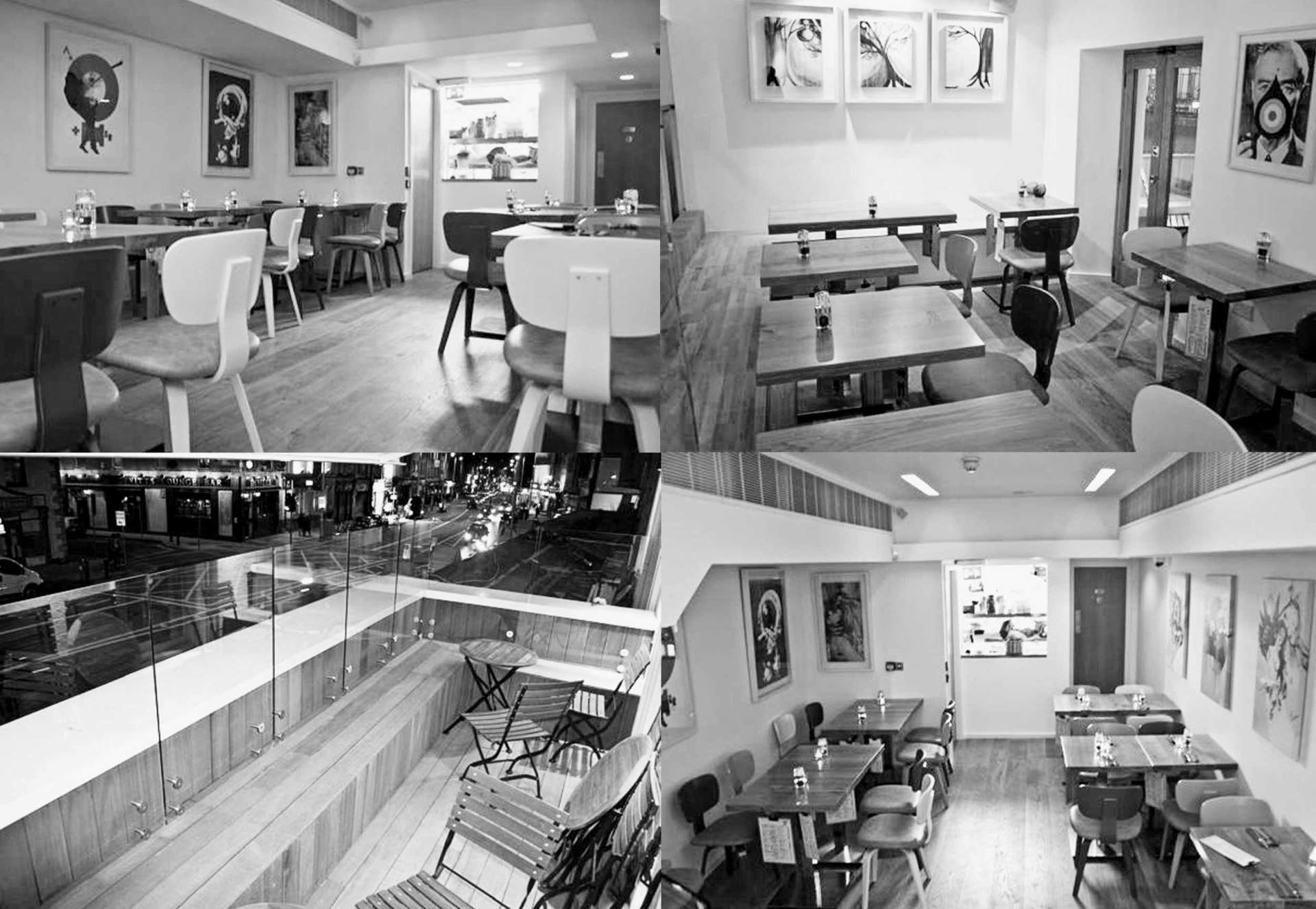 4 different points of view of the Green 19 restaurant designed by Dublin Design Studio