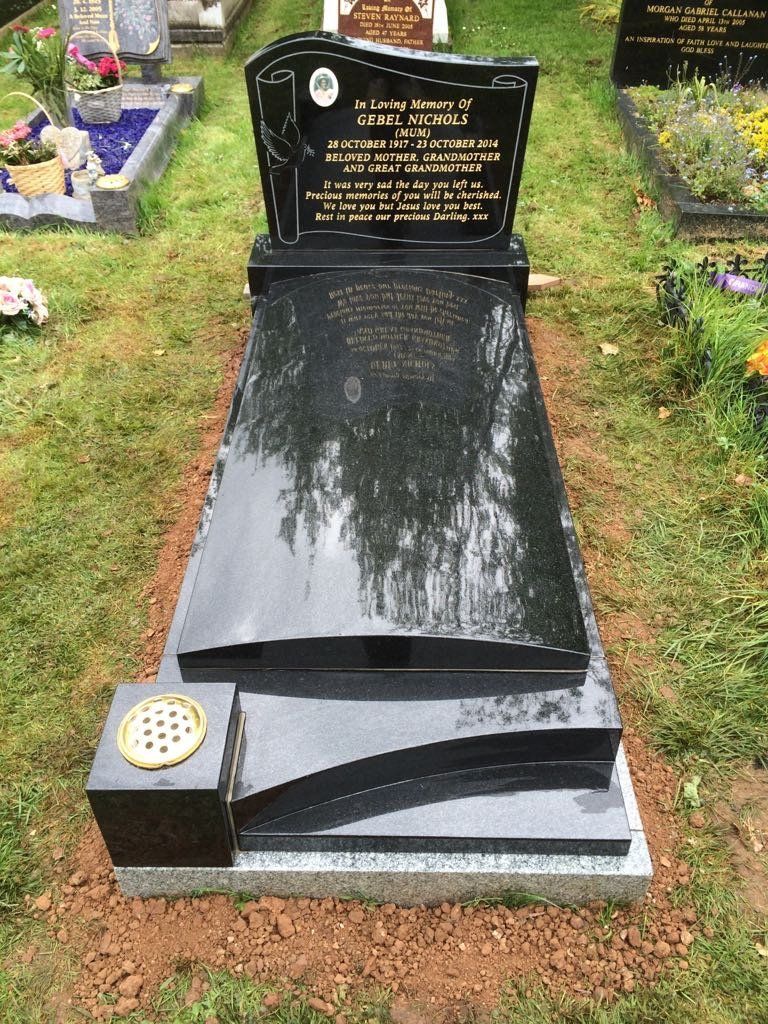 black full memorial with geometric details