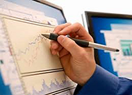 financial analyst drawing the graph