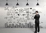expert analyzing data drawn on wall