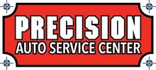 A red sign that says precision auto service center