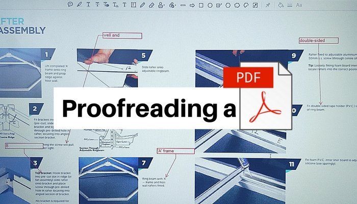 A proofreading a pdf is shown on a screen