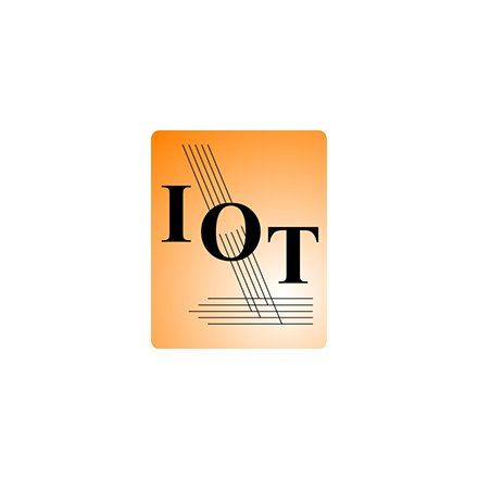 Ein orangefarbenes Quadrat mit dem Wort iot darauf