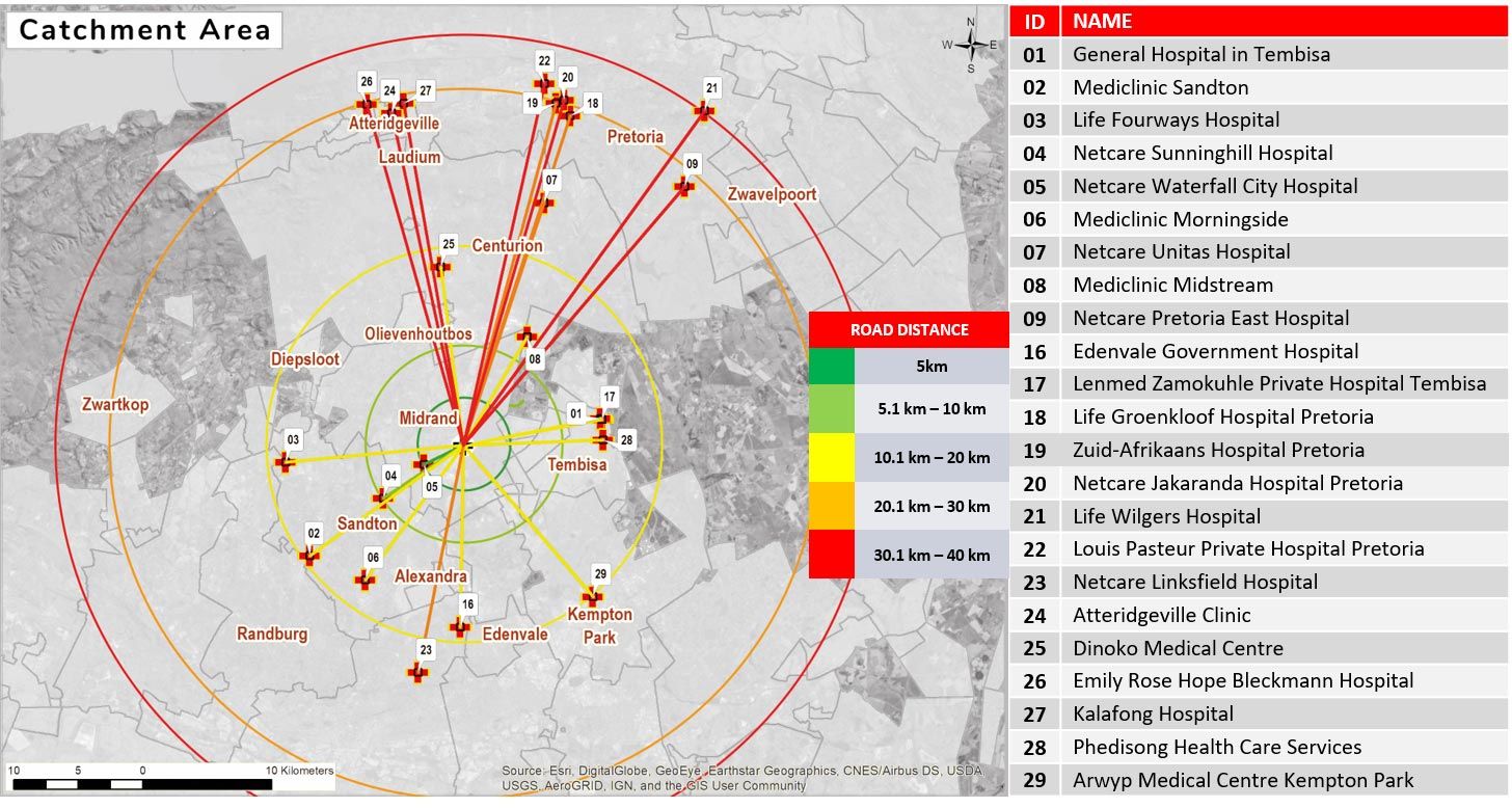 Map depicting the catchment area for Cecilia Makiwane Gallagher Critical Care Hospital Map depicting the catchment area for Cecilia Makiwane Gallagher Critical Care Hospital