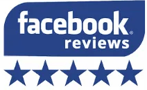 Facebook reviews badge with four blue stars.