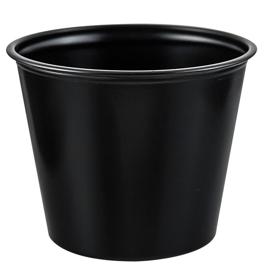 5.5 oz black souffle cup for sauces and catering service