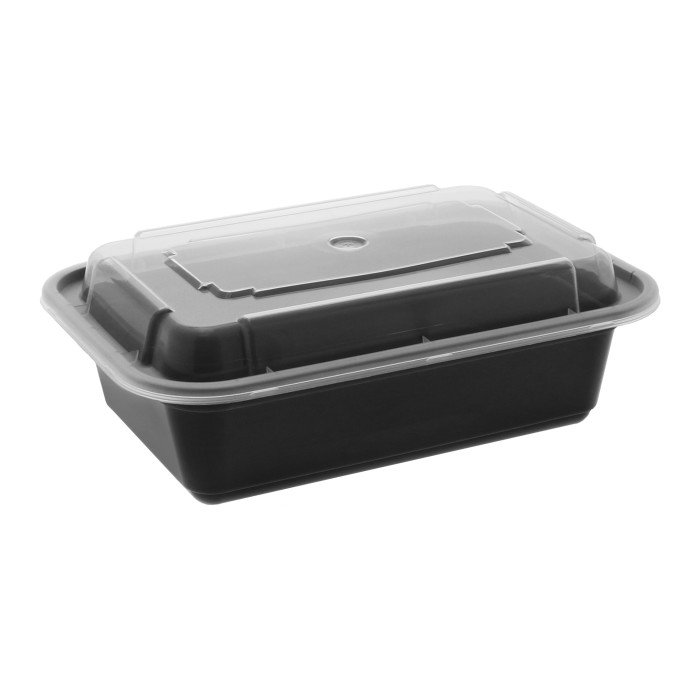 rectangular black microwave container for restaurant takeout meals