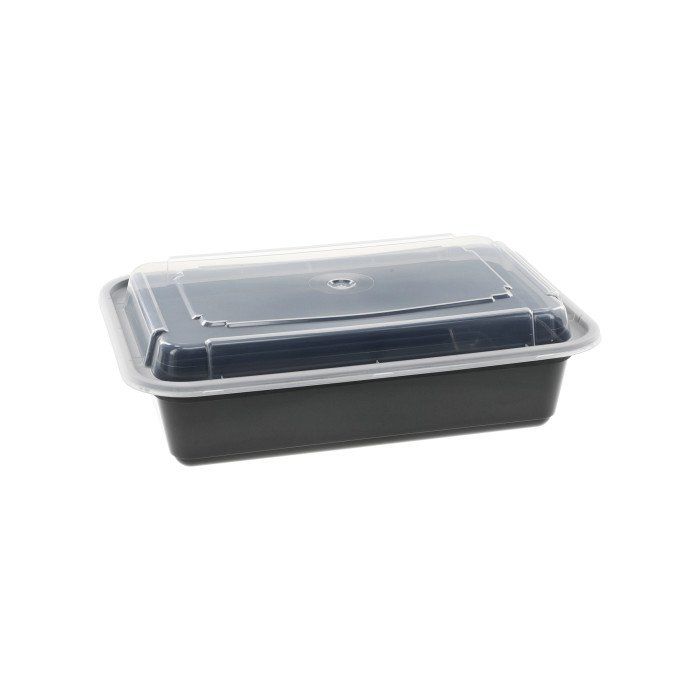 rectangular microwave takeout container with clear lid for restaurants