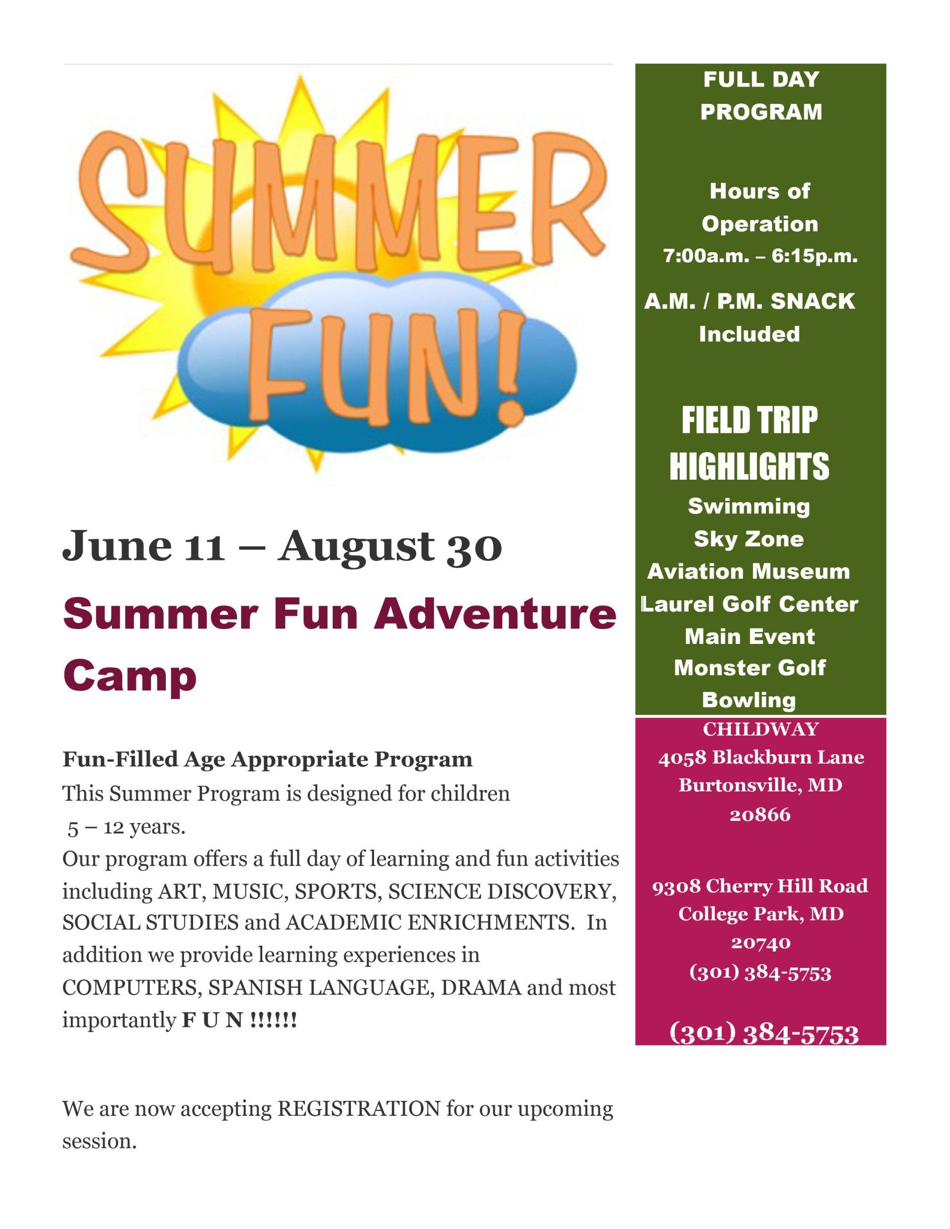 Summer Camp Program — Burtonsville, MD — Childway Early Learning Center Summer Camp Program — Burtonsville, MD — Childway Early Learning Center