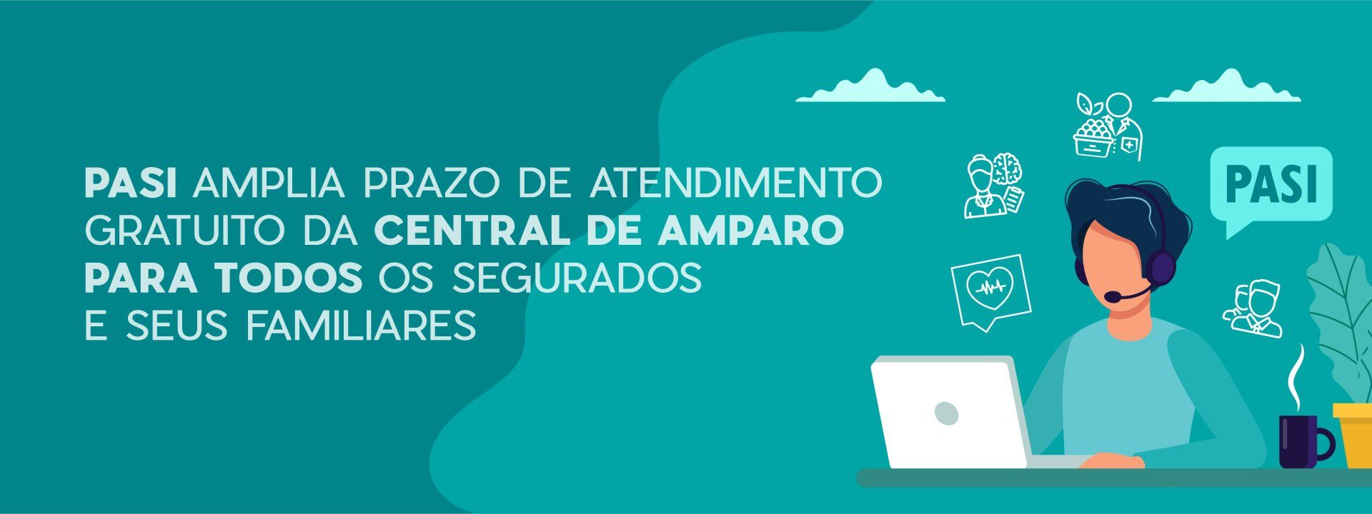 Um homem usando um fone de ouvido está sentado em frente a um laptop.