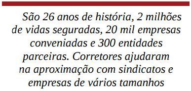 A picture of a text that says são 26 anos de historia 2 milhoes de vidas seguradas