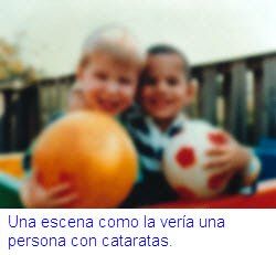 Una escena como la veria una persona con cataratas.