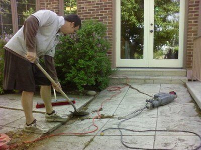 Before patio leveling — Concrete patios in Brighton, CO