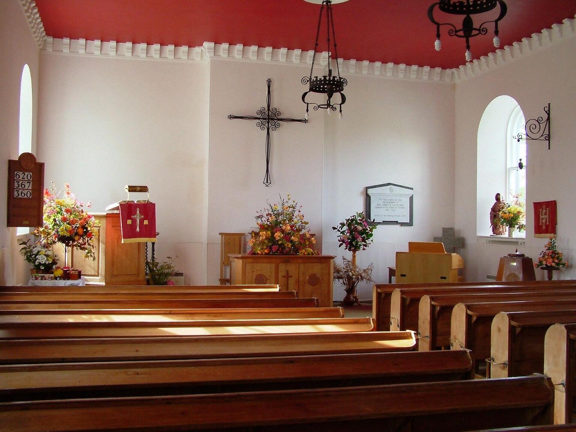 The interior of Kirkgunzeon Parish Church. Image of the interior of the now closed Kirkgunzeon Parish Church
