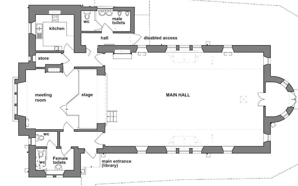 Floor Plan of the Maxwell Memorial Hall, Kirkgunzeon Floor Plan of the Maxwell Memorial Hall, Kirkgunzeon, Dumfries & Galloway