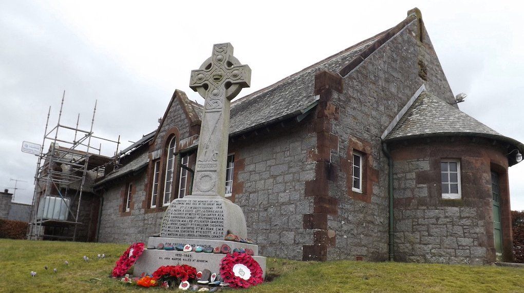 Roof Repairs at Maxwell Memorial Hall, Kirkgunzeon. Roof repairs being carried out to the Maxwell Memorial Hall in Kirkgunzeon