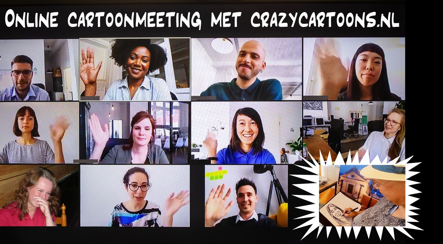 Online meeting cartoonist