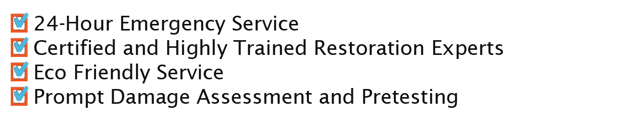 A 24 hour emergency service certified and highly trained restoration experts free friendly service prompt damage assessment and protesting