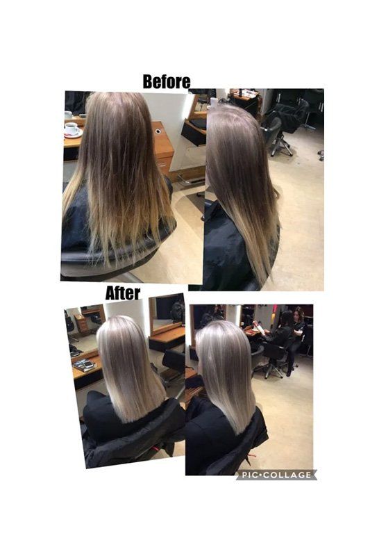 Before and after of hair dying